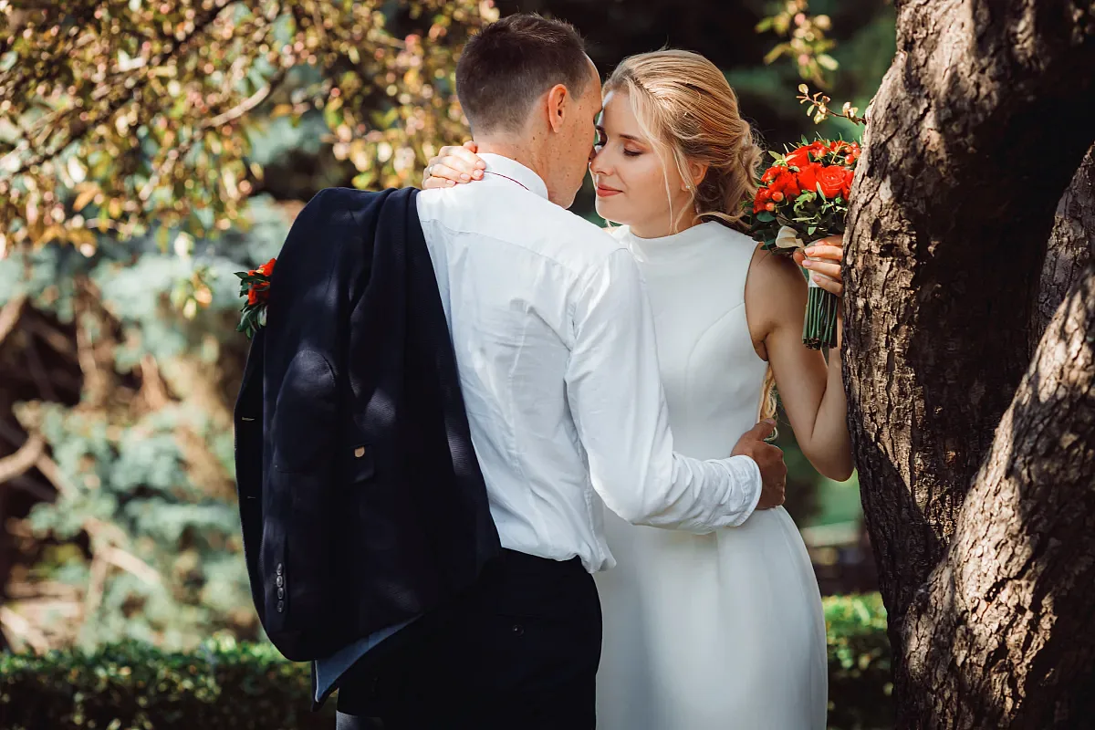 First look of the couple before the ceremony