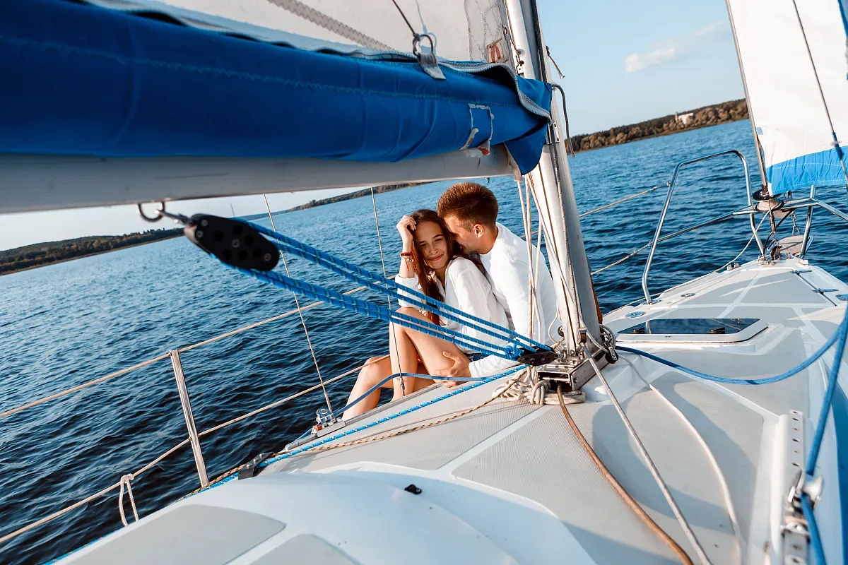 A couple on a yacht — an intimate wedding