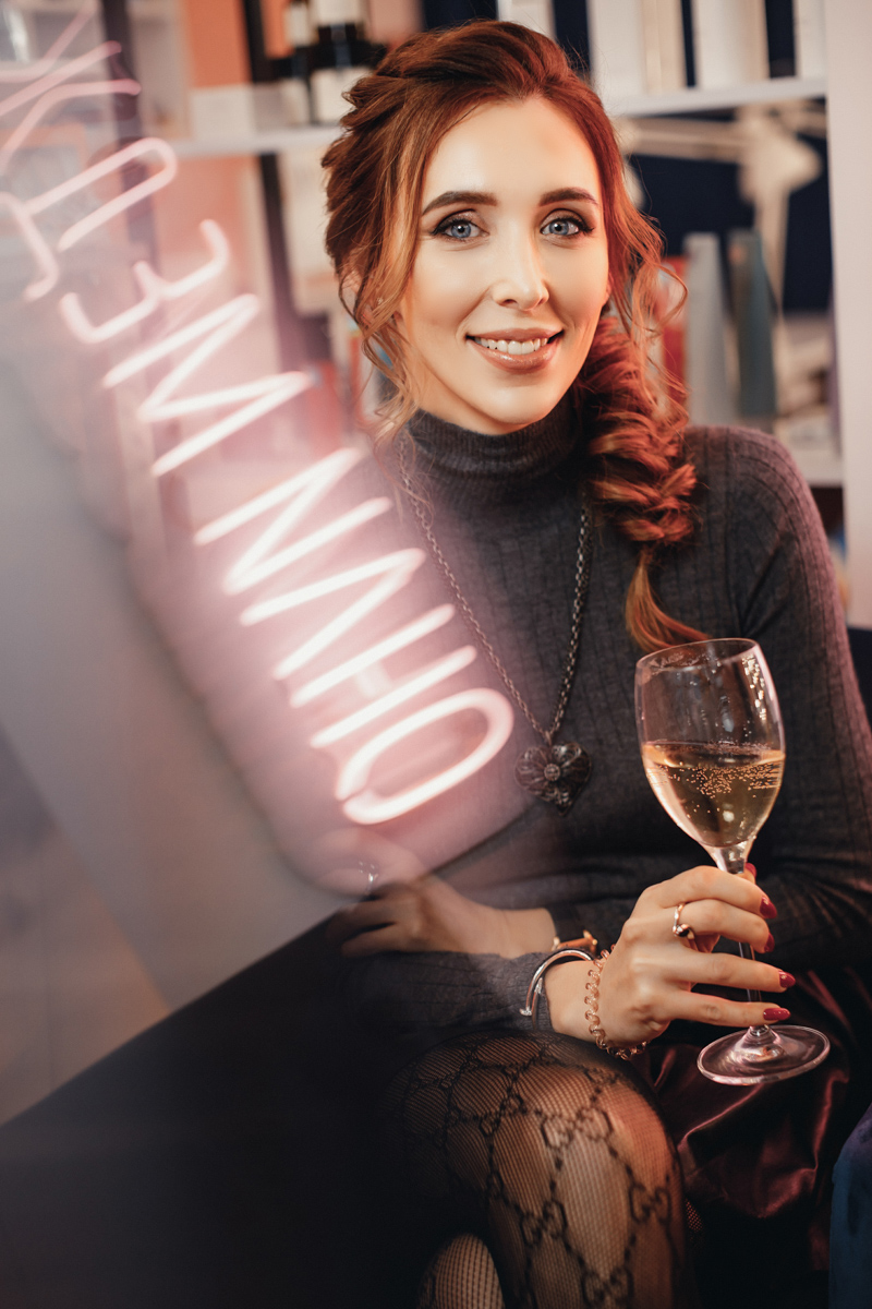 Elegant couple portrait session in a stylish studio setup, creating a timeless photograph